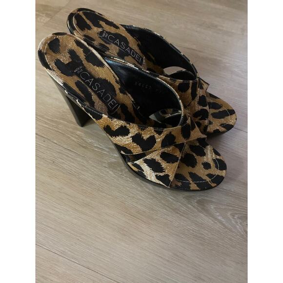 Casadei heels women's size 8 leopard print slip on made in Italy luxury - Picture 3 of 6